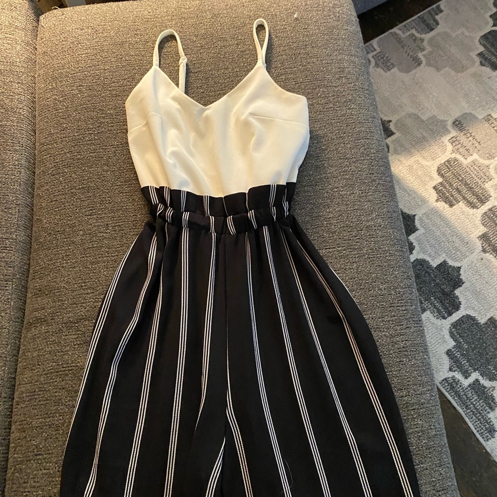 Black and white jump suit